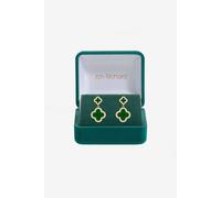 Jon Richard Women's Gold Plated & Emerald Clover Earrings - Gift Box Jon Richard Gold One Size