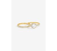 Jon Richard Women's Gold Plated Halo Engagement Ring Set | Size: Large Jon Richard Gold L