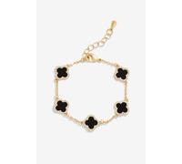 Jon Richard Gold Plated Jet Enamel Clover Bracelet