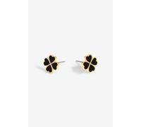 Jon Richard Gold Plated and Jet Enamel Clover Stud Earrings