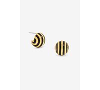 Jon Richard Women's Gold Plated & Jet Enamel Stripe Dome Earrings Jon Richard Gold One Size