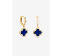 Jon Richard Women's Gold Plated & Lapis Clover Huggie Earrings