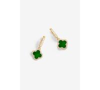 Jon Richard Women's Gold Plated Malachite Clover Earrings Jon Richard Gold One Size