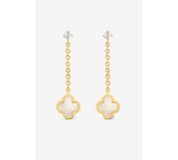 Jon Richard Women's Gold Plated & Mother of Pearl Clover Chain Drop Earrings Jon Richard Gold One Size