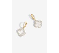Jon Richard Gold Plated And Mother Of Pearl Clover Huggie Earrings Gold One Size