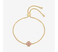 Jon Richard Women's Gold Plated & Pink Enamel Heart Clover Toggle Bracelet Jon Richard Gold One Size