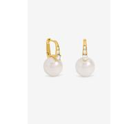 Jon Richard Women's Gold Plated Polished & Crystal Stone Pearl Hoops Jon Richard Gold One Size