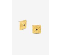 Jon Richard Women's Gold Plated Ridge & Jet Square Earrings Jon Richard Gold One Size