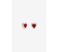 Jon Richard Women's Gold Plated & Ruby Heart Earrings