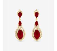 Jon Richard Women's Gold Plated & Ruby Navette Drop Earrings Jon Richard Gold One Size
