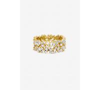 Jon Richard Women's Gold Plated Scattered Stone Cut Cubic Zirconia Ring | Size: Large Jon Richard Gold L
