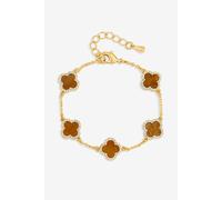 Jon Richard Women's Gold Plated Tigers Eye Clover Bracelet Jon Richard Gold One Size