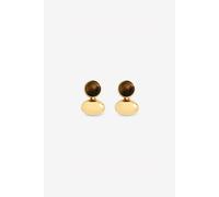 Jon Richard Women's Gold Plated Tigers Eye & Polished Drop Earrings