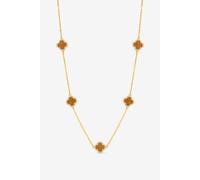 Jon Richard Women's Gold Plated Tigers Eye Station Clover Necklace Jon Richard Gold One Size