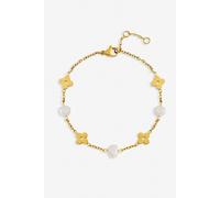 Jon Richard Gold Plated Waterproof Pearl Floral Bracelet One Size Gold