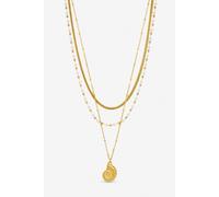 Jon Richard Women's Gold Plated Waterproof Shell & Pearl Triple Row Necklace Jon Richard Gold One Size
