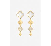 Jon Richard Women's Gold Polished & Crystal Clover Earrings Jon Richard Gold One Size