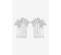 Jon Richard Women's Jessica Mini Floral Comb 2 Pack - Gift Pouch in Silver Jon Richard Silver One Size
