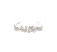 Jon Richard Women's Leah Crystal Pave Leaf & Pearl Tiara - Gift Pouch in Silver Jon Richard Silver One Size