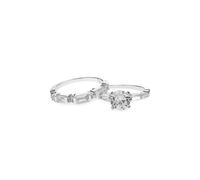 Rhodium Plate Cubic Zirconia Engagement Set Rings Jon Richard Silver M