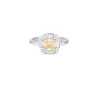 Jon Richard Women's Rhodium Plated Canary Yellow Cubic Zirconia Emerald Cut Halo Ring in Silver | Size: Small Jon Richard Silver S