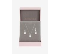 Rhodium Plated Crystal Bow and Pearl Drop Set - Gift Box Jon Richard Silver One Size