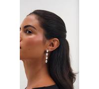 Jon Richard Women's Rhodium Plated Crystal Linear Pear Drop Earrings in Silver