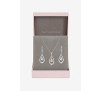 Jon Richard Women's Rhodium Plated & Crystal Pear Drop Box Set in Silver