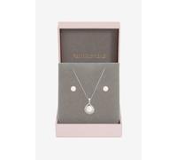 Jon Richard Women's Rhodium Plated Crystal & Pearl Halo Box Set in Silver