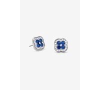 Jon Richard Women's Rhodium Plated Crystal & Sapphire Clover Studs in Silver Jon Richard Silver One Size