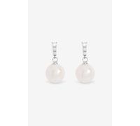 Jon Richard Women's Rhodium Plated Crystal Stick & Pearl Earrings in Silver Jon Richard Silver One Size