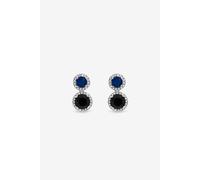 Jon Richard Women's Rhodium Plated Cubic Zircona & Sapphire Double Halo Drop Earrings in Silver