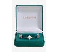 Jon Richard Women's Rhodium Plated & Cubic Zirconia Clover Bracelet - Gift Box in Silver Jon Richard Silver One Size