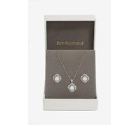 Rhodium Plated Cubic Zirconia Clover Set - Gift Boxed Jon Richard Silver One Size