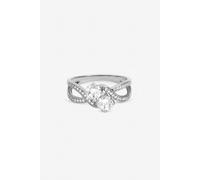 Jon Richard Rhodium Cubic Zirconia Double Stone Ring XL Silver