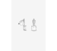 Jon Richard Women's Rhodium Plated Cubic Zirconia Drop Clip Earrings in Silver