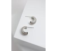 Jon Richard Women's Rhodium Plated Cubic Zirconia Half Hoop Earrings in Silver Jon Richard Silver One Size