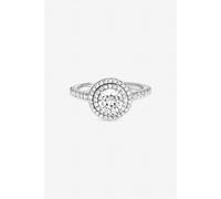 Jon Richard Women's Rhodium Plated Cubic Zirconia Halo Ring in Silver | Size: Large Jon Richard Silver L