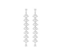 Jon Richard Women's Rhodium Plated Cubic Zirconia Linear Drop Earrings in Silver Jon Richard Silver One Size