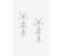 Jon Richard Women's Rhodium Plated Cubic Zirconia Mixed Floral Huggie Earrings in Silver Jon Richard Silver One Size