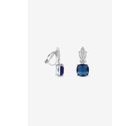 Jon Richard Women's Rhodium Plated Cubic Zirconia Sapphire Clip Earrings in Silver