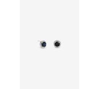 Jon Richard Women's Rhodium Plated Cubic Zirconia Sapphire Halo Stud Earrings in Silver