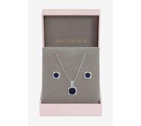 Jon Richard Rhodium Plated Cubic Zirconia And Sapphire Square Drop Set - Gift Box In Silver Silver One Size