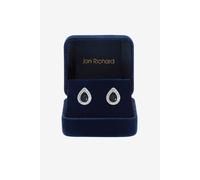 Jon Richard Women's Rhodium Plated Cubic Zirconia Sapphire Stud Earrings in Silver Jon Richard Silver One Size