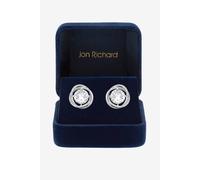 Jon Richard Women's Rhodium Plated Cubic Zirconia Twist Halo Stud Earrings in Silver Jon Richard Silver One Size