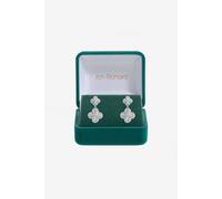 Jon Richard Women's Rhodium Plated & Diamond Clover Double Drop Earrings - Gift Box in Silver Jon Richard Silver One Size