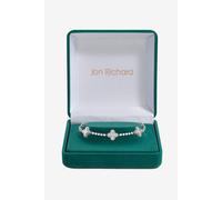 Jon Richard Women's Rhodium Plated & Diamond Station Clover Bracelet - Gift Box in Silver Jon Richard Silver One Size