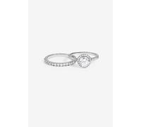 Jon Richard Women's Rhodium Plated Halo Engagement Ring Set in Silver | Size: XL Jon Richard Silver XL