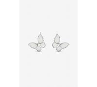 Jon Richard Rhodium Plated And Mother Of Pearl Butterfly Stud Earrings In Silver Silver