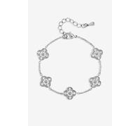 Jon Richard Women's Rhodium Plated & Pave Clover Bracelet in Silver Jon Richard Silver One Size